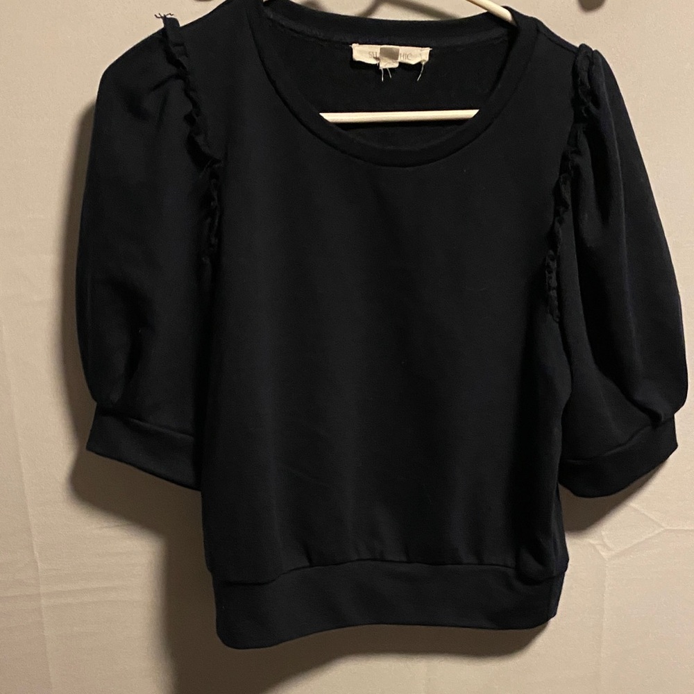Shabby Chic Black Ruffled Sweatshirt
